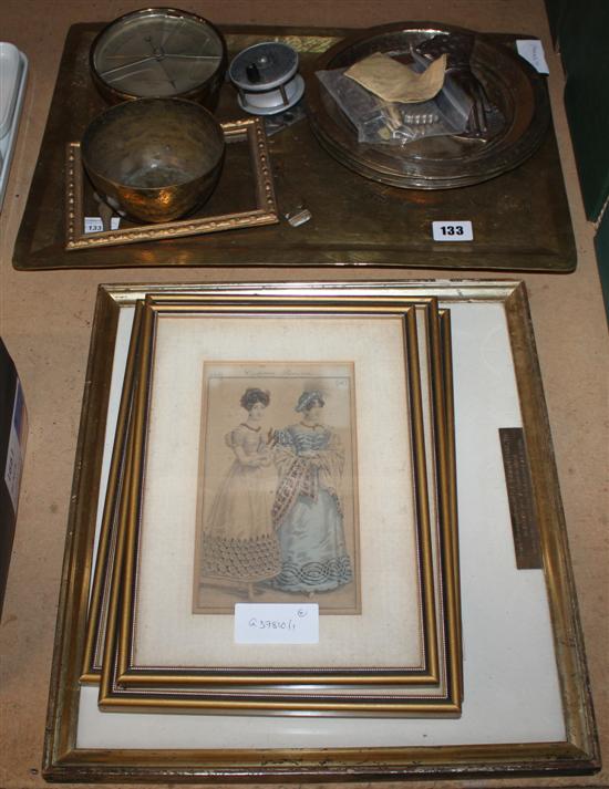 Barometer, metal trays, clip etc(-)